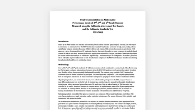 STAR Treatment Effect on Mathematics