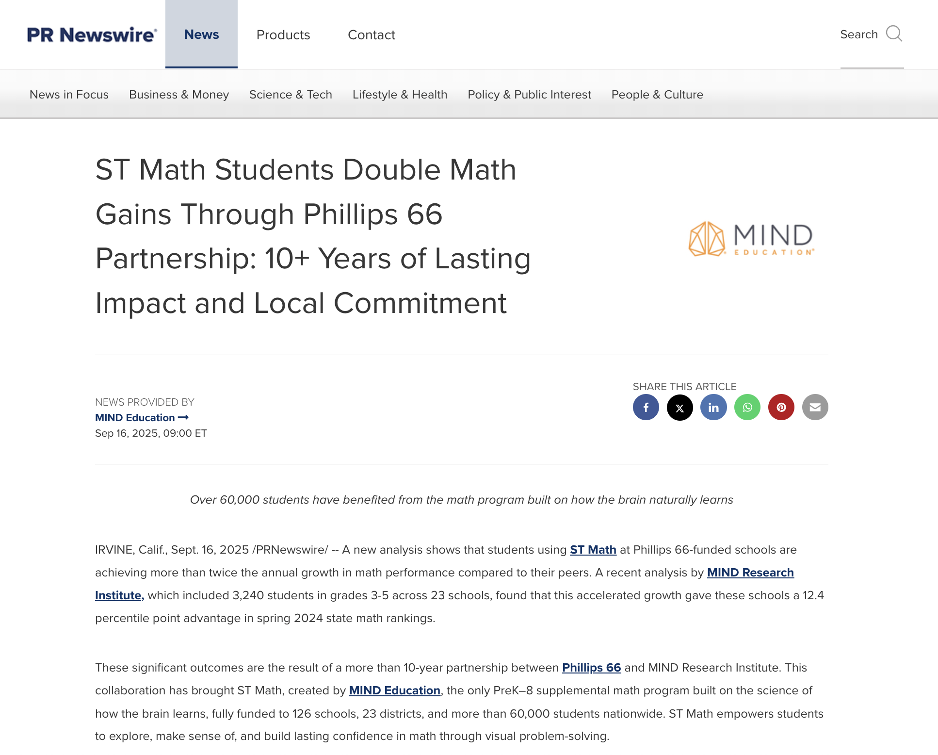 Math Commitments PR Newswire: ST Math Students Double Math Gains Through Phillips 66 ...