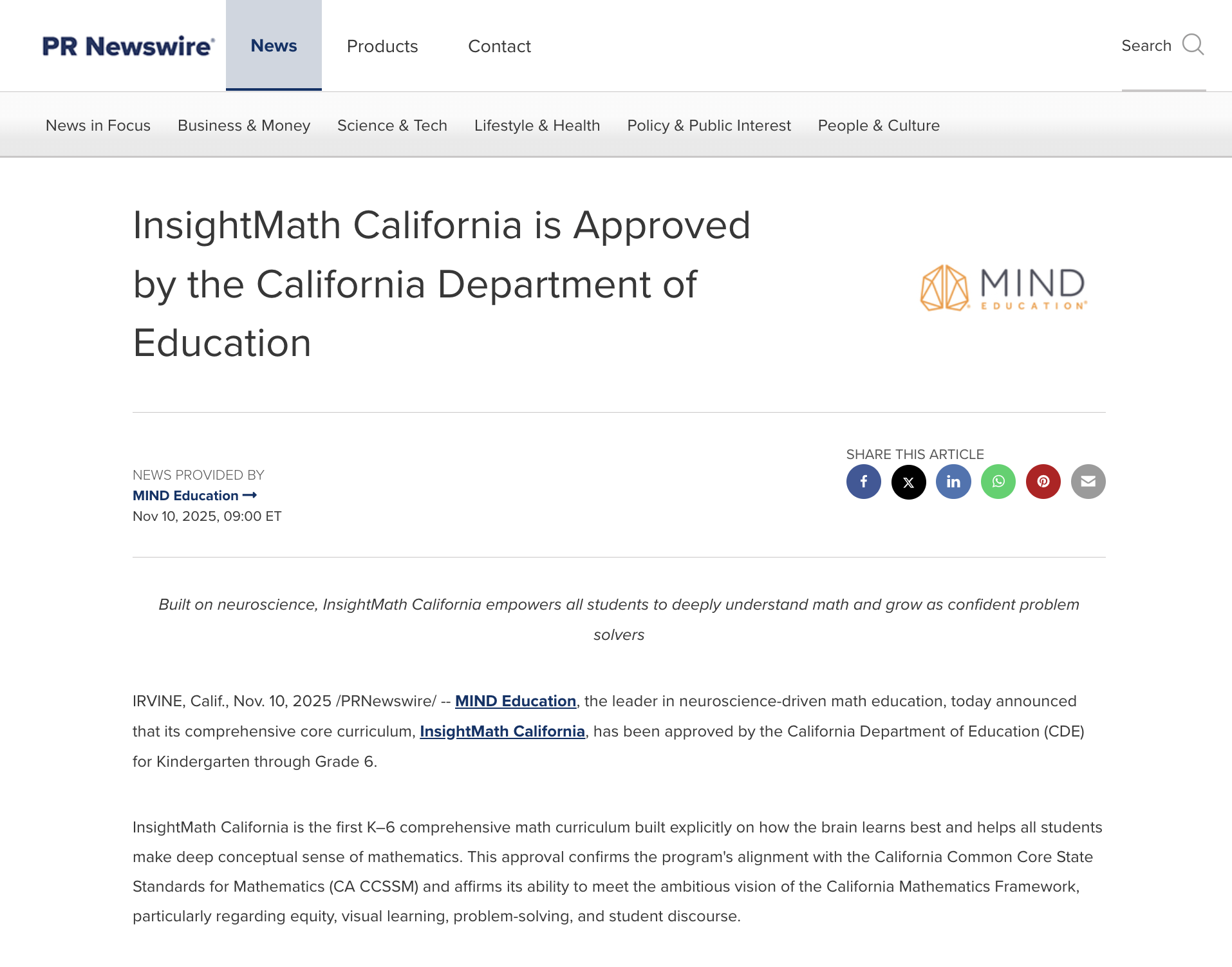 Insightmath California Is Approved By The California Department Of